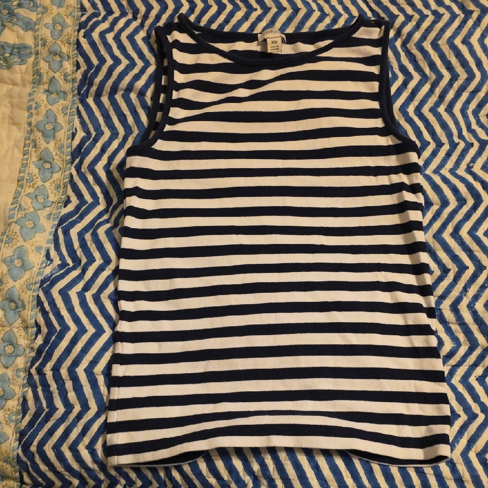 J. Crew Navy and Cream Striped Top